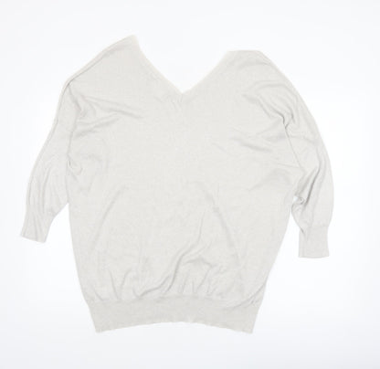 Next Women’s Silver V-Neck Relaxed Fit Jumper Size 20