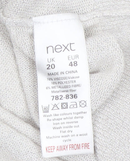 Next Women’s Silver V-Neck Relaxed Fit Jumper Size 20