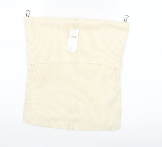 Marks and Spencer Women’s Ivory Ribbed Strapless Knit Tank Top Size 22