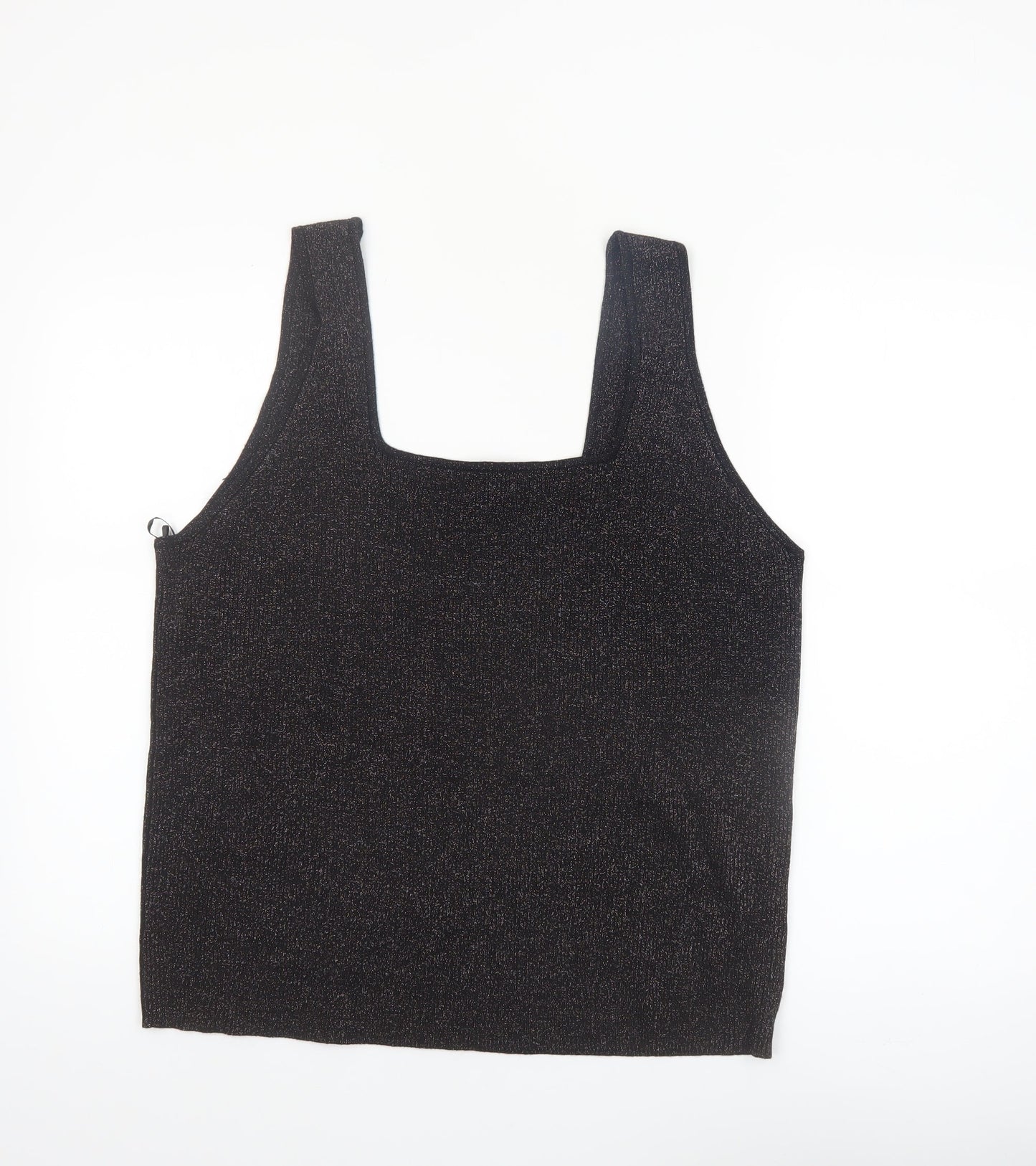 Tu Women’s Black Glittery Camisole Tank Top Size 24 Plus Stretch Knit