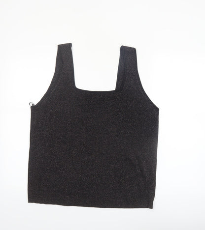 Tu Women’s Black Glittery Camisole Tank Top Size 24 Plus Stretch Knit