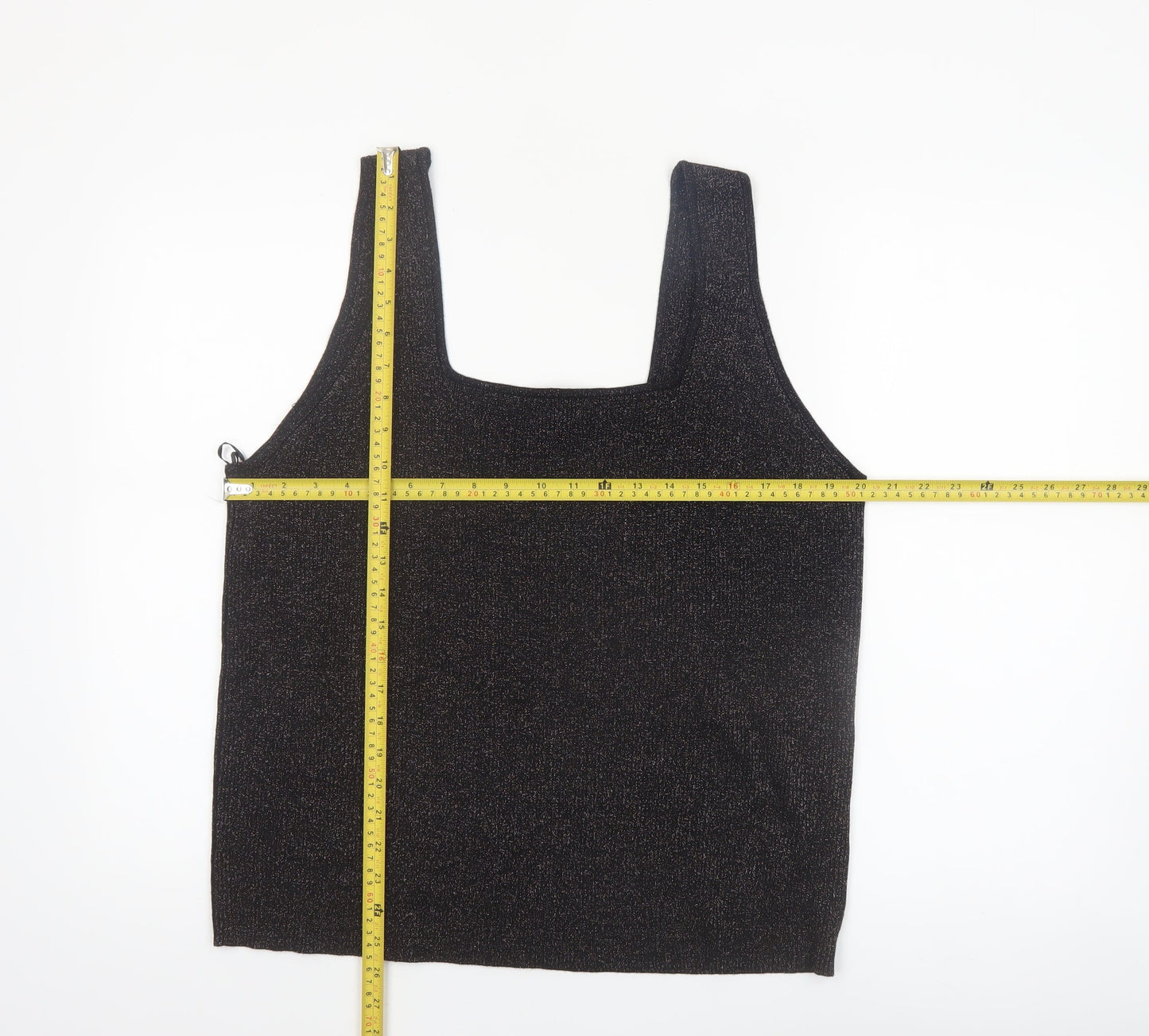 Tu Women’s Black Glittery Camisole Tank Top Size 24 Plus Stretch Knit