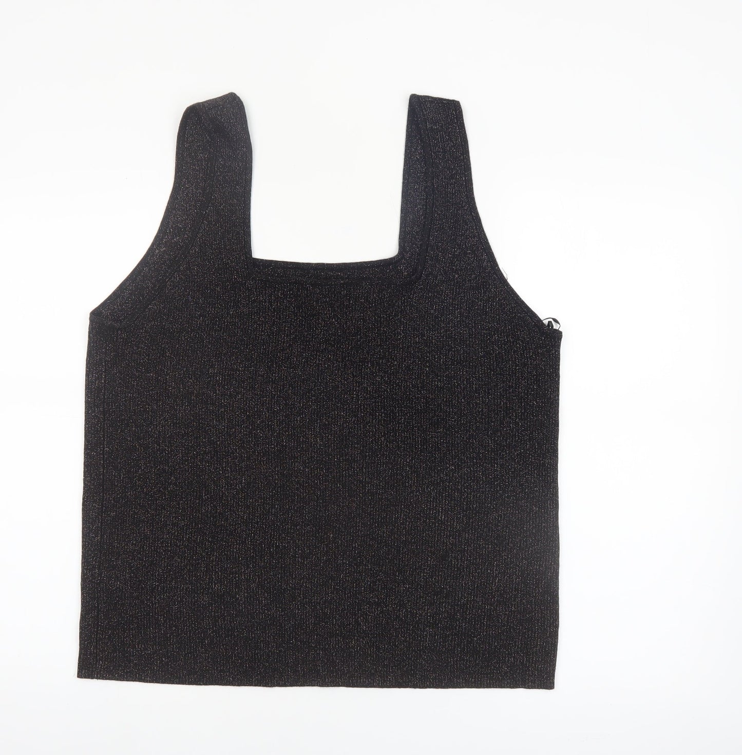 Tu Women’s Black Glittery Camisole Tank Top Size 24 Plus Stretch Knit
