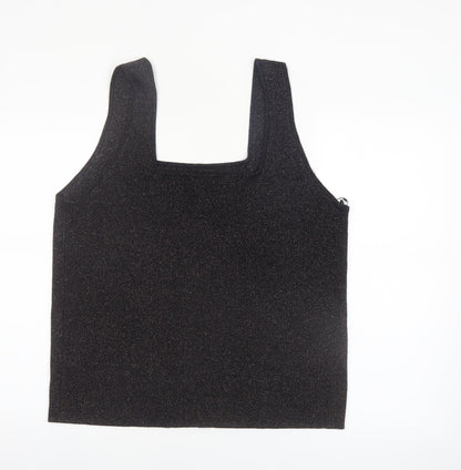 Tu Women’s Black Glittery Camisole Tank Top Size 24 Plus Stretch Knit
