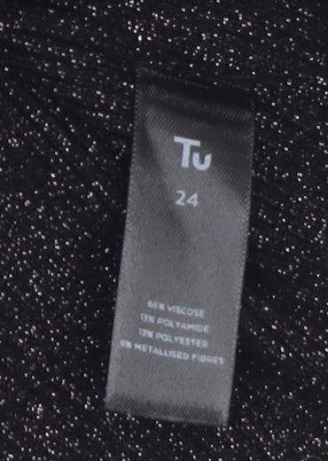 Tu Women’s Black Glittery Camisole Tank Top Size 24 Plus Stretch Knit