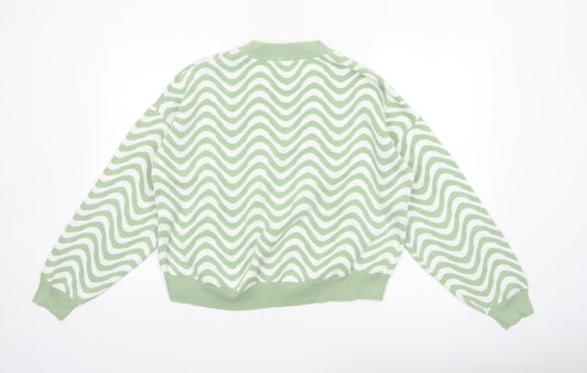 John Lewis Women Green Wave Knit Cotton Jumper Size M