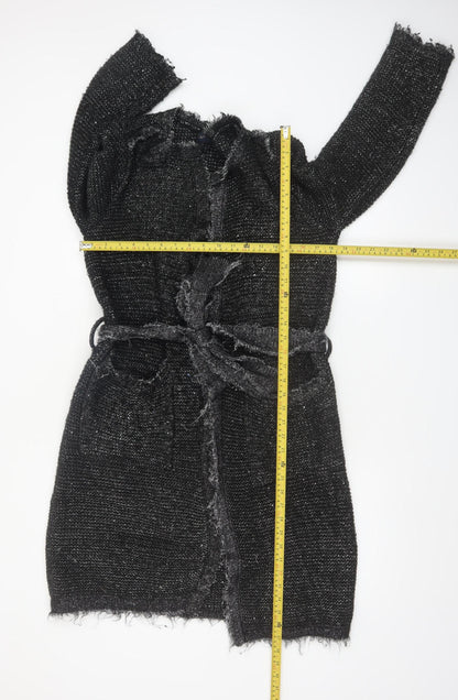 Zara Women Black Belted Knit Cardigan Size 10 Long Sleeve