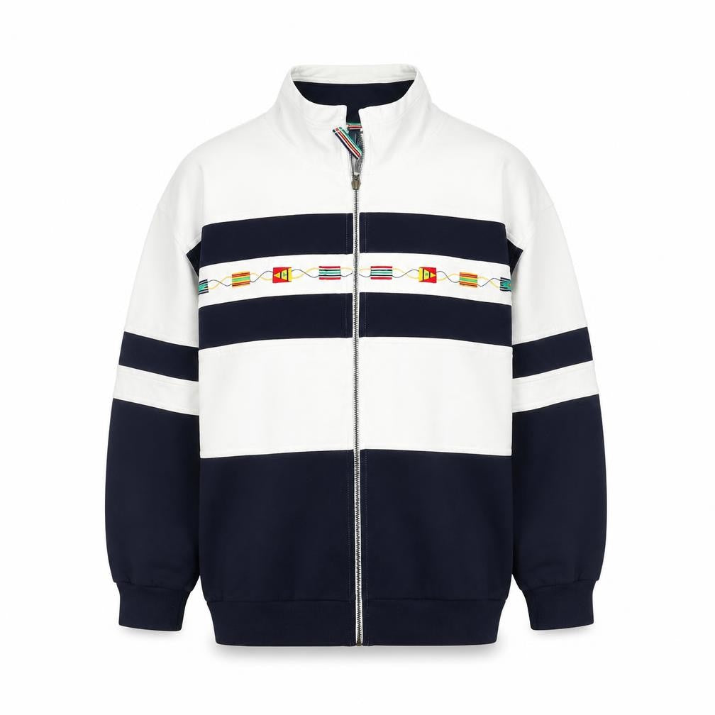 Dash Women's Navy & White Full Zip Cotton Blend Bomber Jacket Size 12