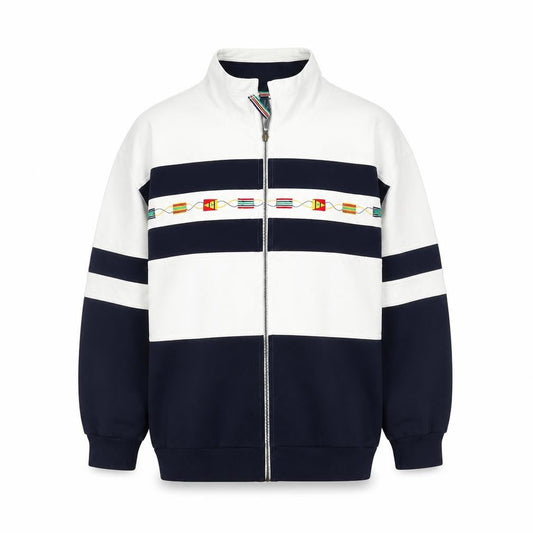 Dash Women's Navy & White Full Zip Cotton Blend Bomber Jacket Size 12