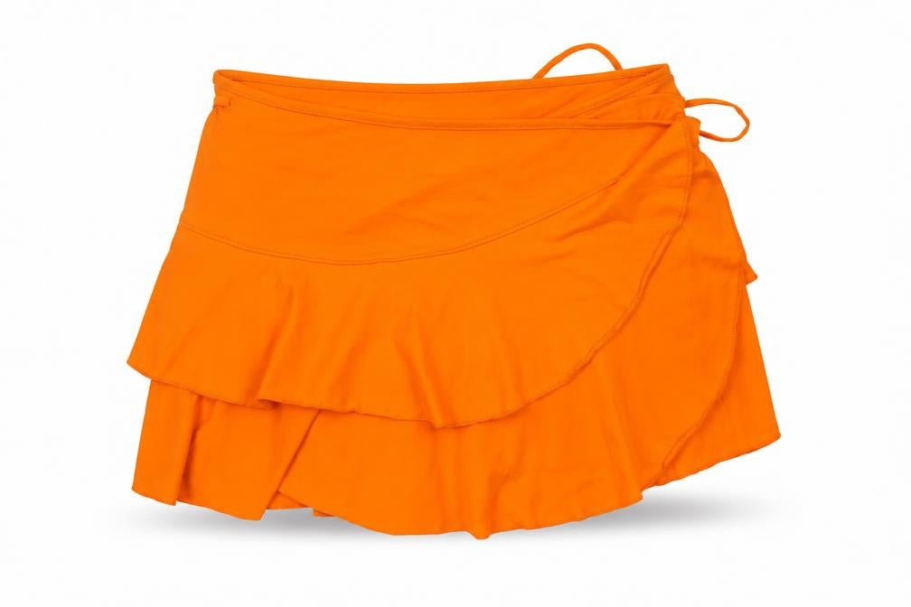 Monki Women’s Orange Cotton Wrap Mini Skirt Size L