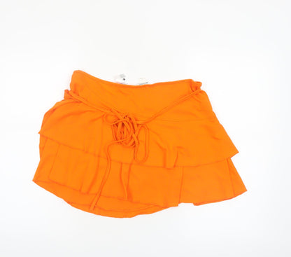 Monki Women’s Orange Cotton Wrap Mini Skirt Size L