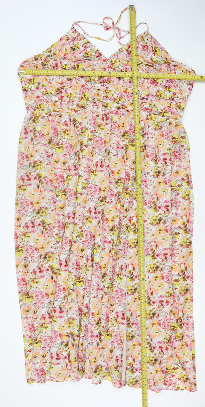 Marks and Spencer Women's Multicoloured Floral Halter Maxi Dress Size 22