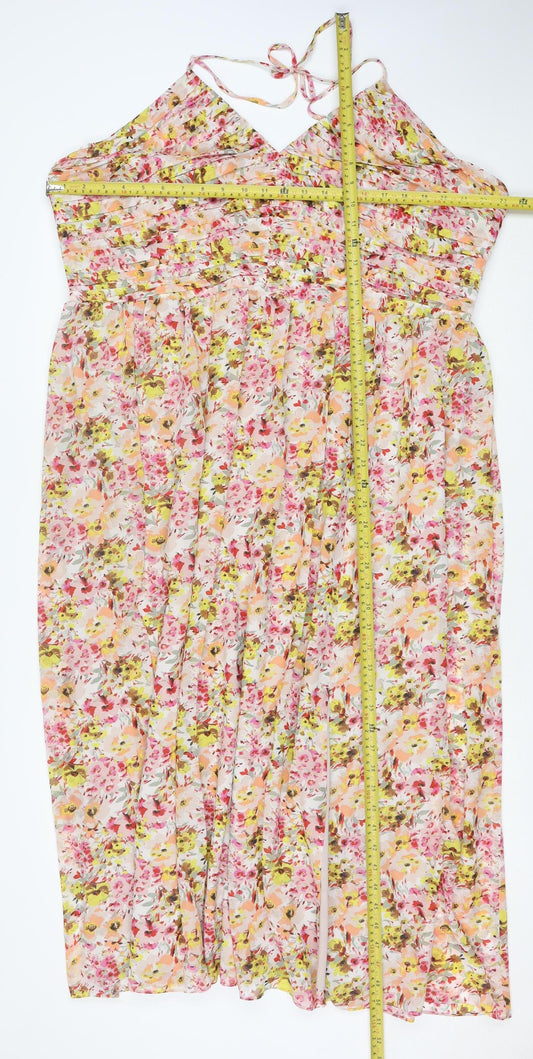 Marks and Spencer Women's Multicoloured Floral Halter Maxi Dress Size 22