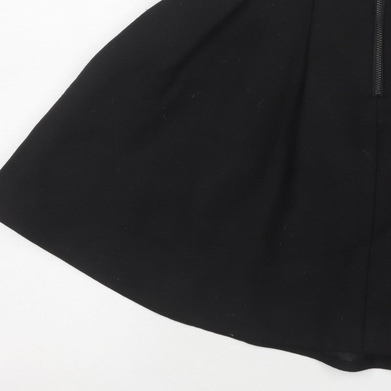 The Kooples Women's Black Skater Skirt Size 6 High Waist Zip