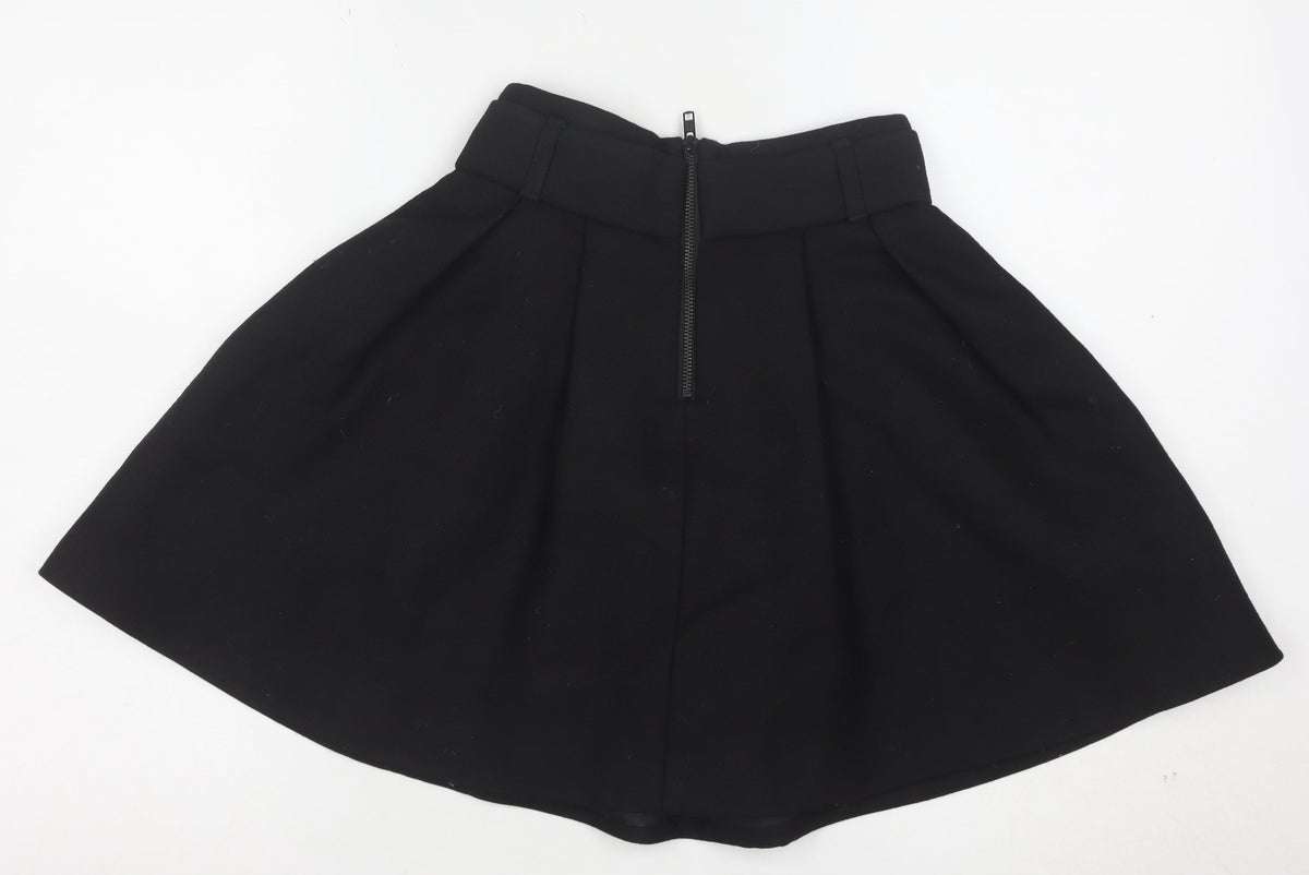 The Kooples Women's Black Skater Skirt Size 6 High Waist Zip
