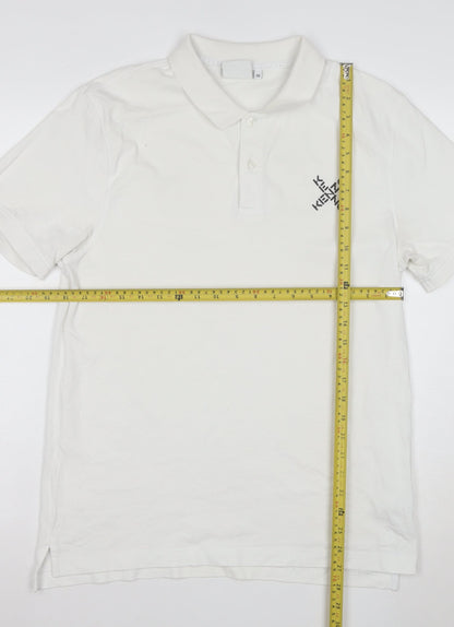 Kenzo Men's White Cotton Logo Polo Shirt Size M