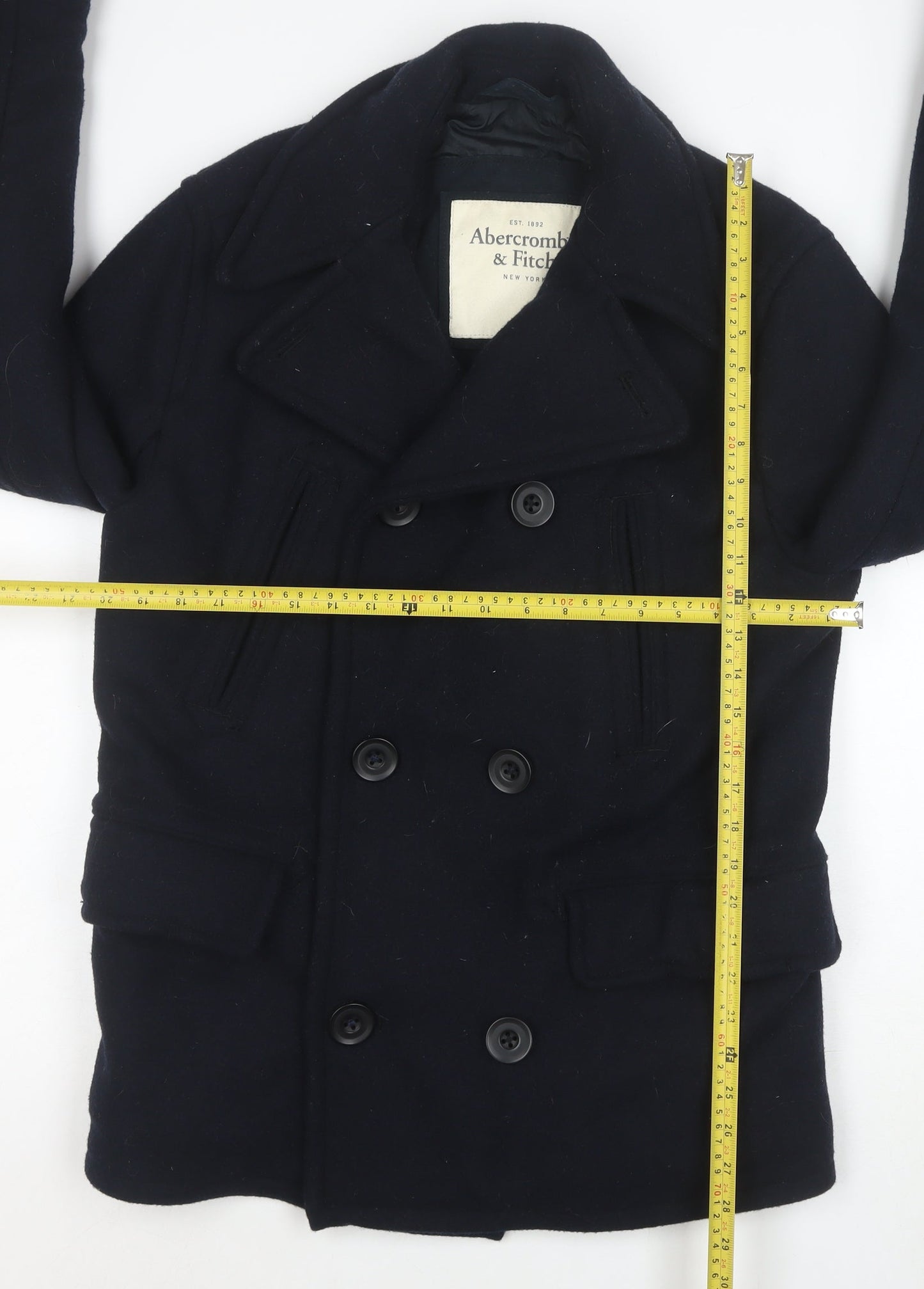 Abercrombie & Fitch Men's Black Wool Pea Coat Size M