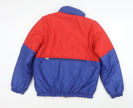 Filou Boys Red Blue Colourblock Puffer Jacket 14 Years Winter Lined Zip