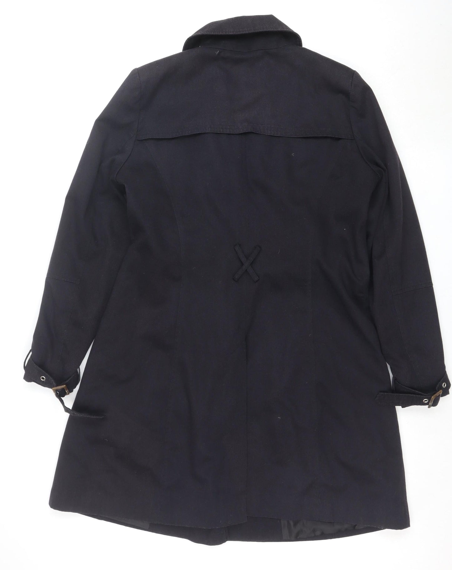 ASOS Womens Black Pea Coat Size 14 Polyester Twill Mid-Length