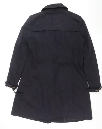 ASOS Womens Black Pea Coat Size 14 Polyester Twill Mid-Length