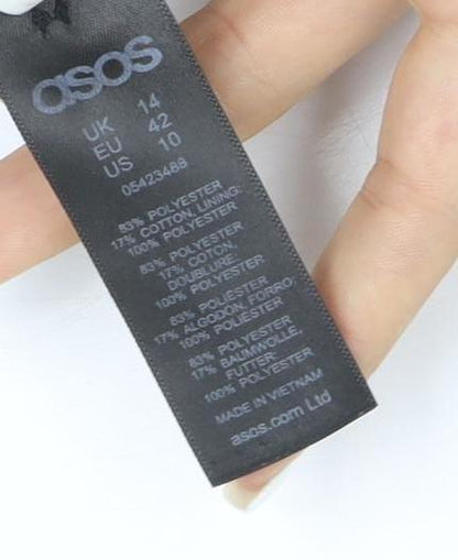 ASOS Womens Black Pea Coat Size 14 Polyester Twill Mid-Length