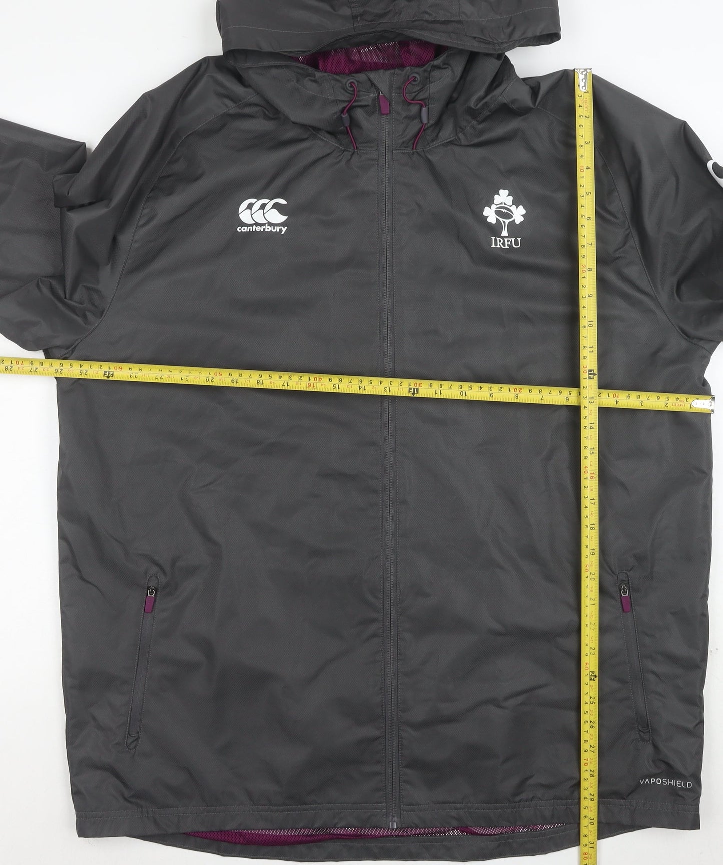 Canterbury Men’s Grey 2XL Waterproof Hooded Rugby Jacket IRFU