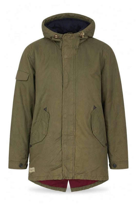 Jack & Jones Unisex Green L Parka Jacket Hooded Cotton Lined