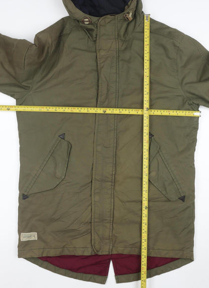 Jack & Jones Unisex Green L Parka Jacket Hooded Cotton Lined
