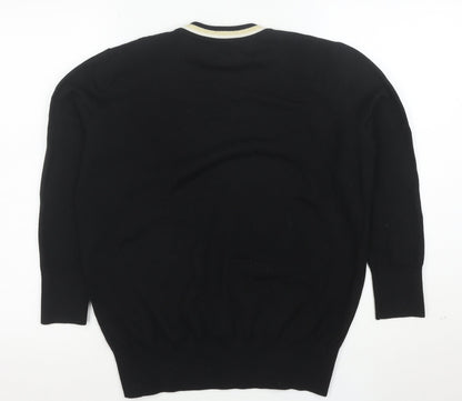 Guerlain Women Black Wool Blend Bee Logo Crew Neck Jumper Size M
