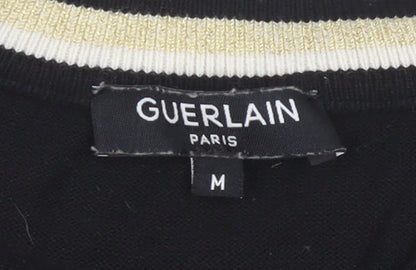 Guerlain Women Black Wool Blend Bee Logo Crew Neck Jumper Size M