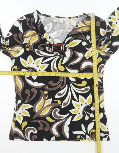 CC Women’s Multicoloured Floral 3/4 Sleeve V-Neck Tunic Blouse Size S