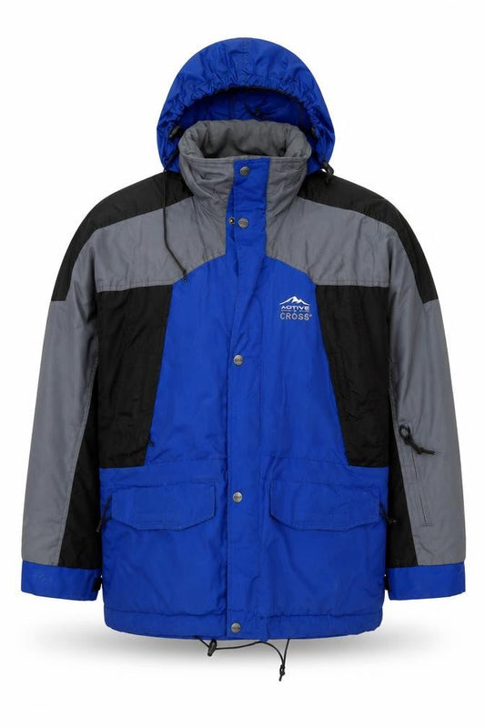 Active Cross Men's Blue L Waterproof Hooded Parka Jacket