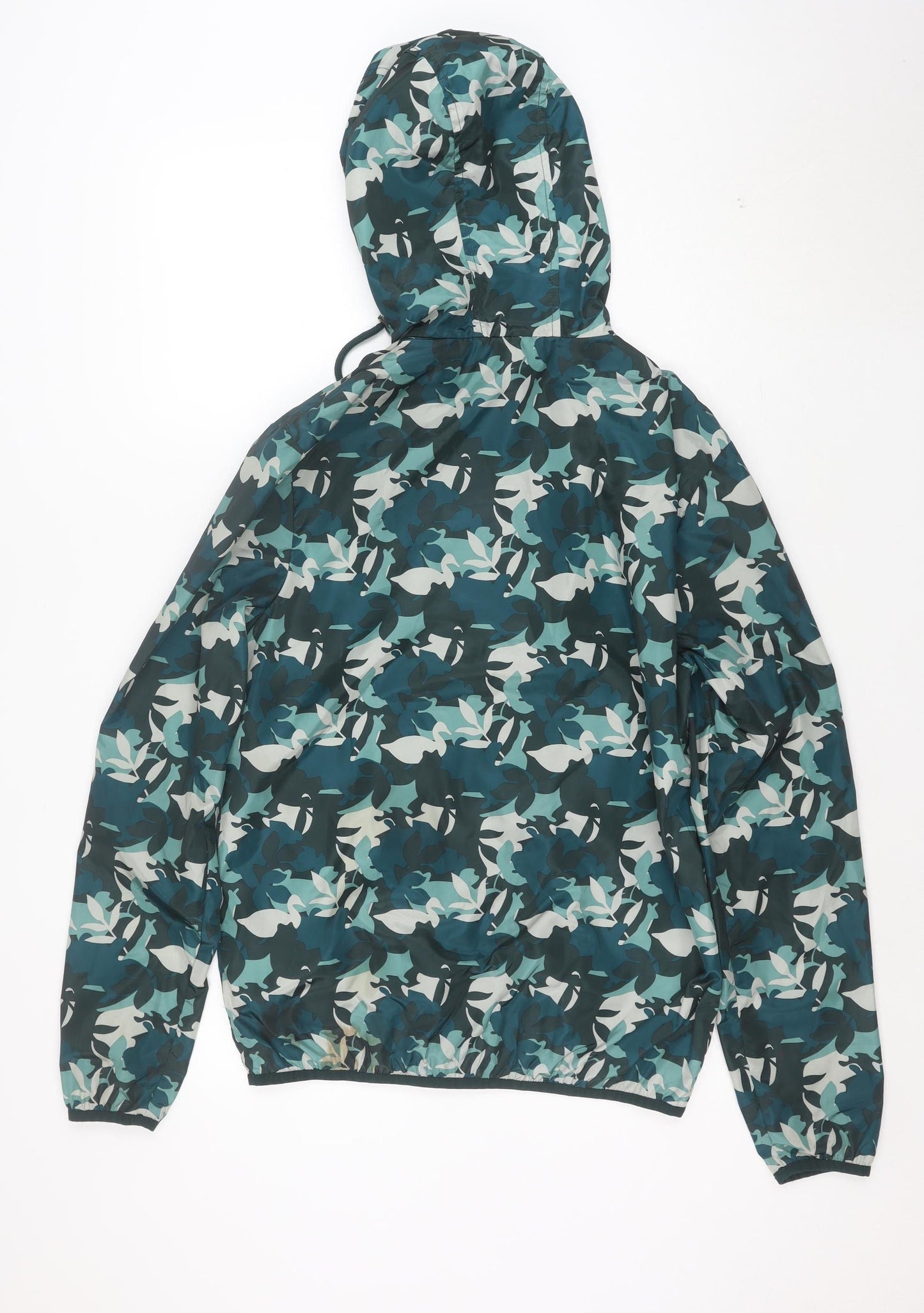 Zara Man Green Camouflage Hooded Slim Fit Windbreaker Jacket S