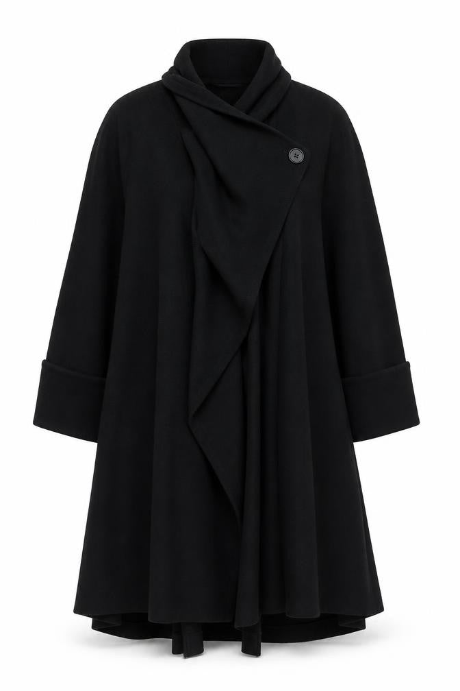 Précis Women’s Black Wool Blend Mid-Length Belted Coat M