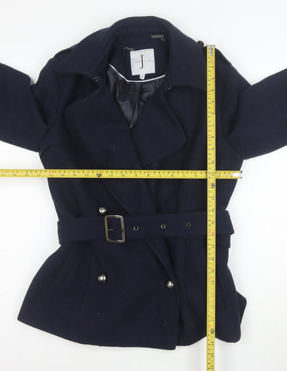 Jasper Conran Women's Blue Wool Belted Trench Coat Size 12