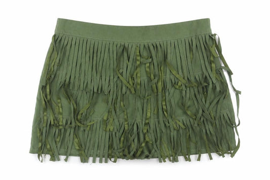 Boohoo Women Green Cropped Fringe Strapless Top Size 8