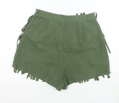 Boohoo Women Green Cropped Fringe Strapless Top Size 8