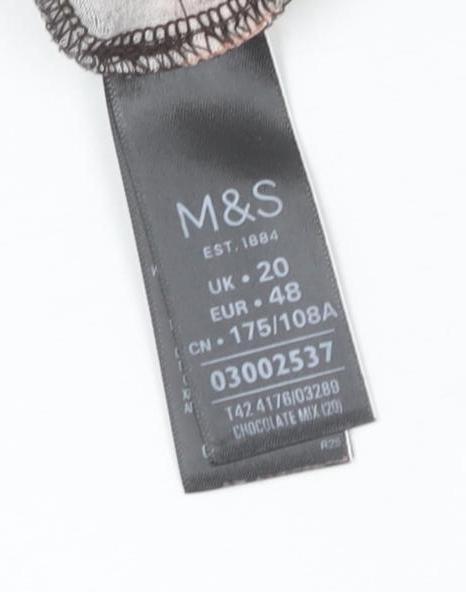 Marks and Spencer Women’s Brown Tie Dye Ruched Bodycon Dress Size 20