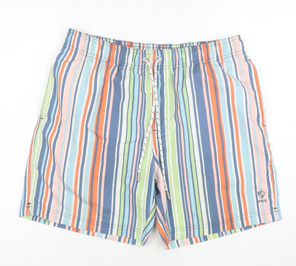Howick Men's Multicoloured Striped Swim Shorts M Quick Dry Polyester