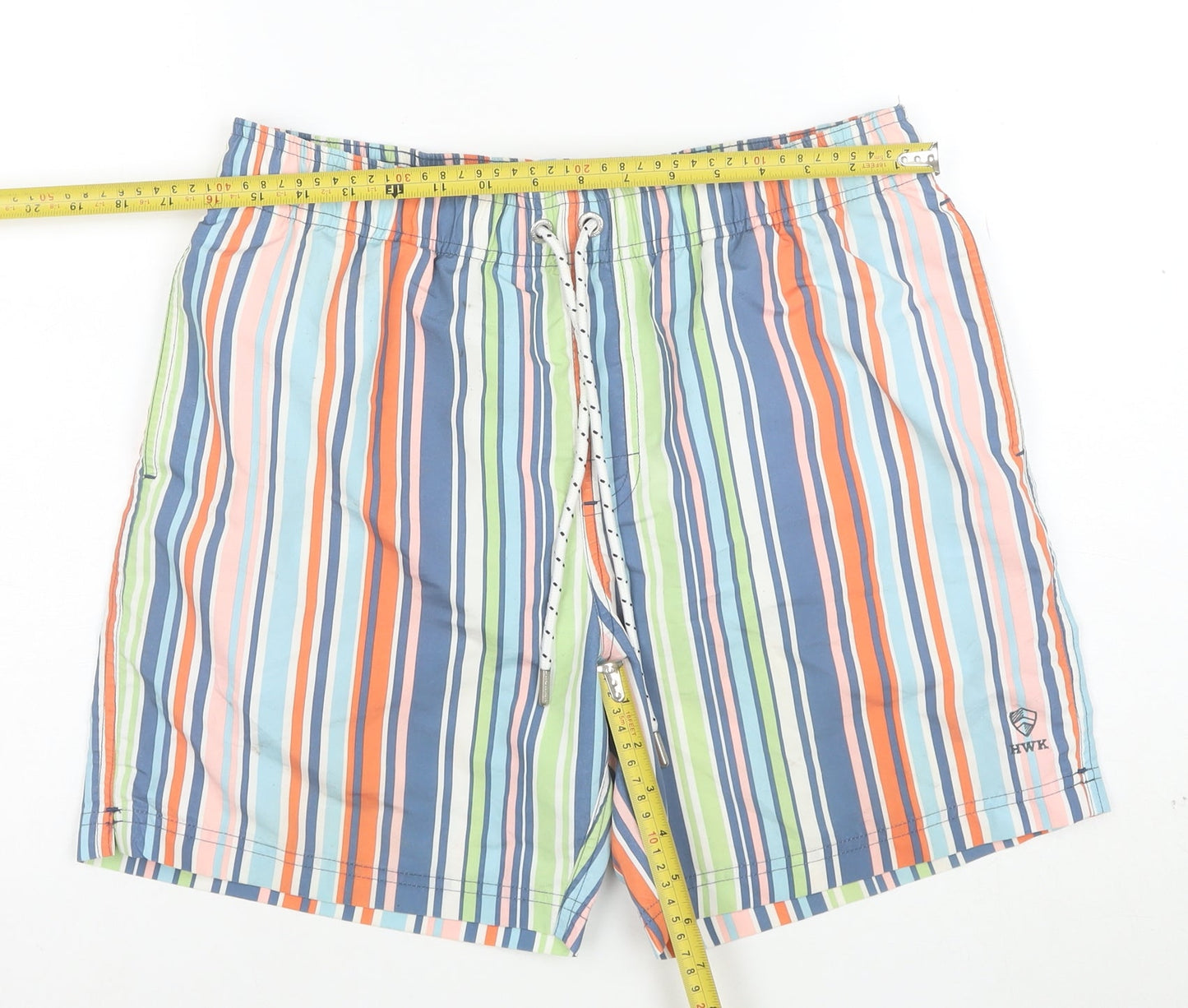 Howick Men's Multicoloured Striped Swim Shorts M Quick Dry Polyester