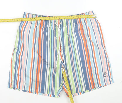 Howick Men's Multicoloured Striped Swim Shorts M Quick Dry Polyester