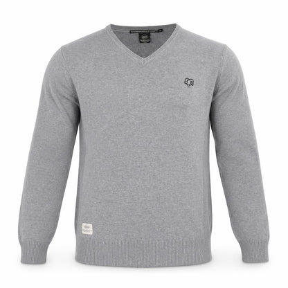 Holmes & Co Men's Grey XL V-Neck Cotton Pullover Jumper