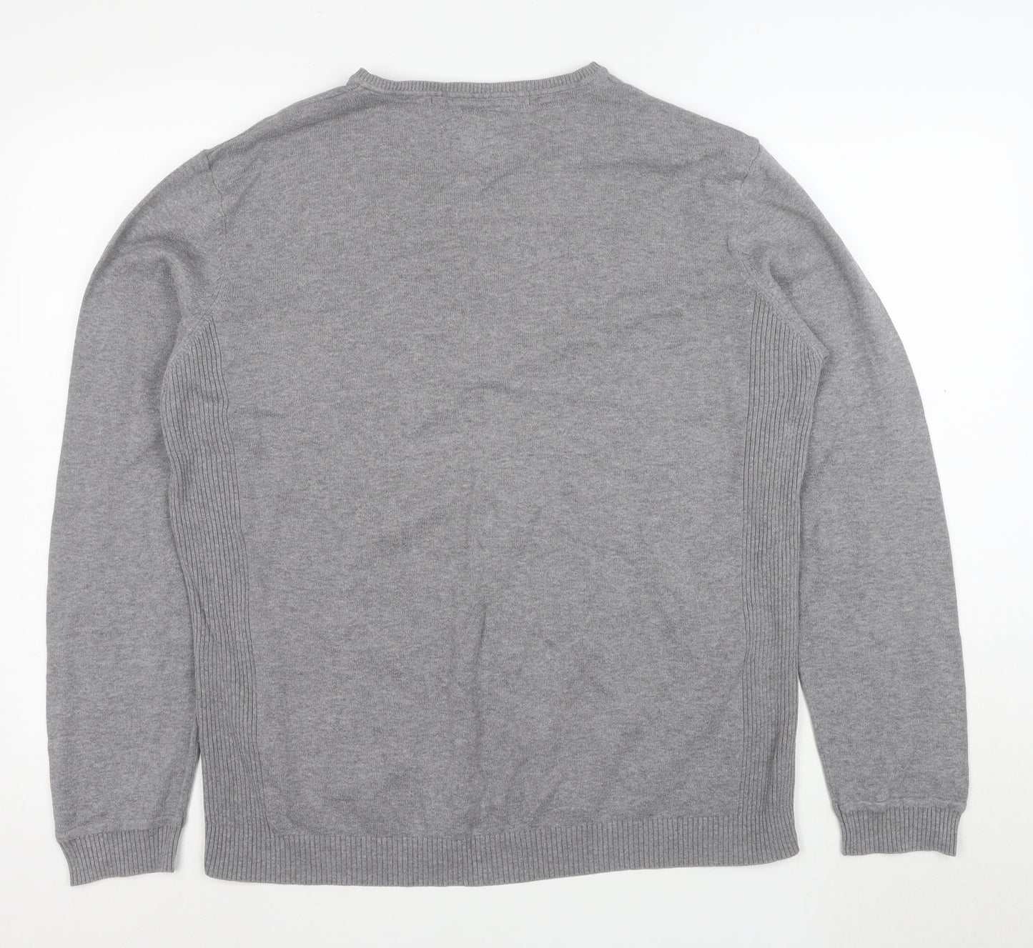 Holmes & Co Men's Grey XL V-Neck Cotton Pullover Jumper