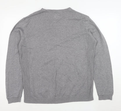 Holmes & Co Men's Grey XL V-Neck Cotton Pullover Jumper