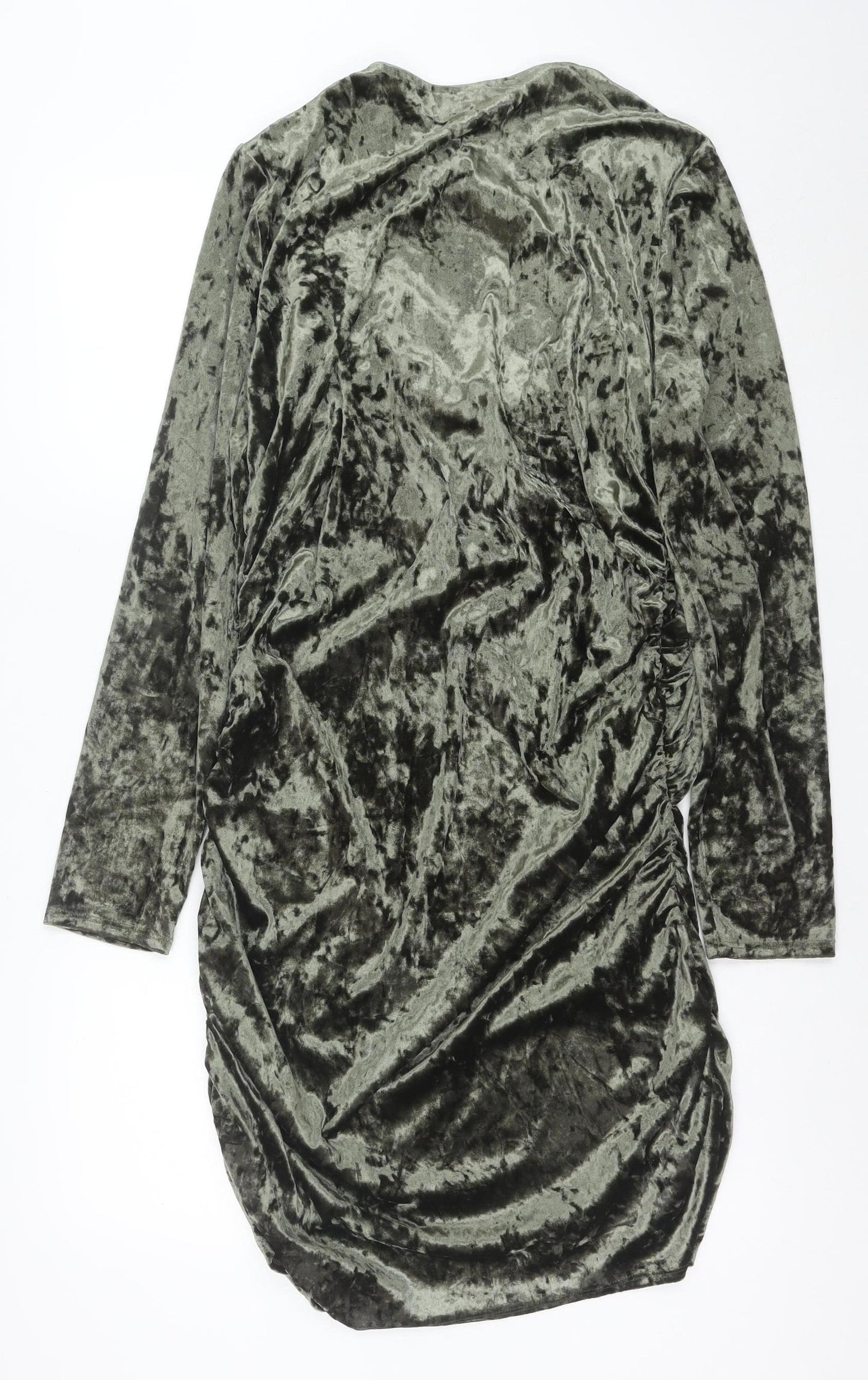 ASOS Women’s Green Velvet Bodycon Dress Size 16 Long Sleeve Partywear