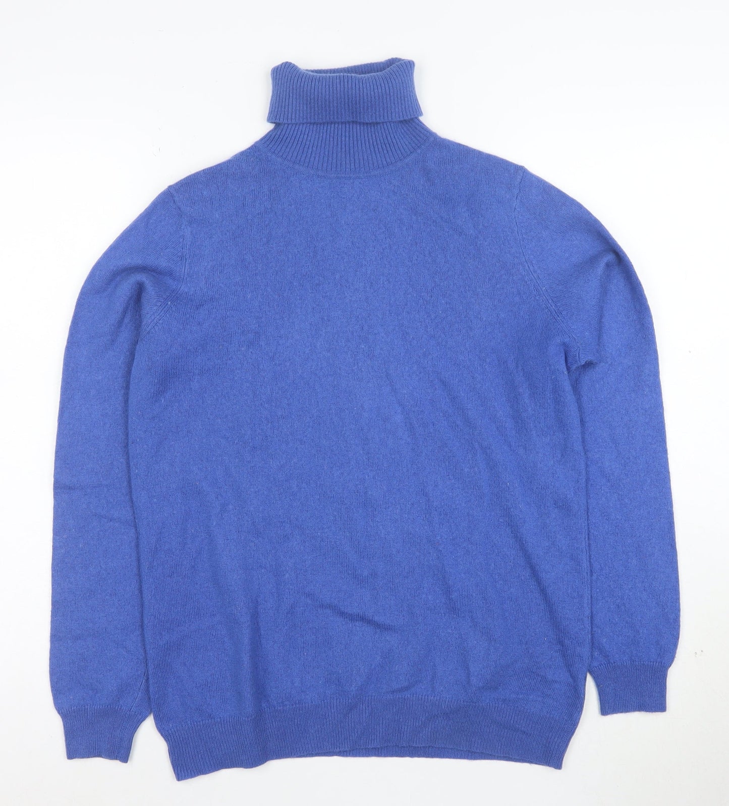 WoolOvers Women Blue Roll Neck 100% Cashmere Jumper Size M