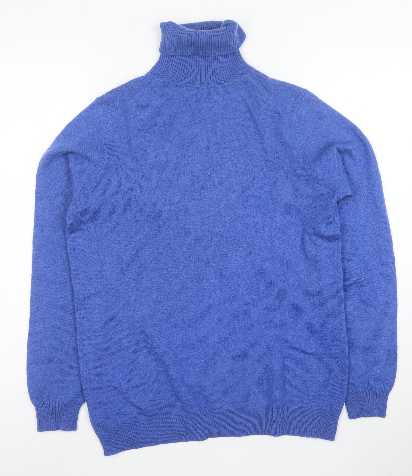 WoolOvers Women Blue Roll Neck 100% Cashmere Jumper Size M
