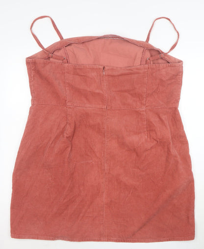 ASOS Women’s Pink Corduroy Pinafore Dress Size 22 Zip Adjustable Straps