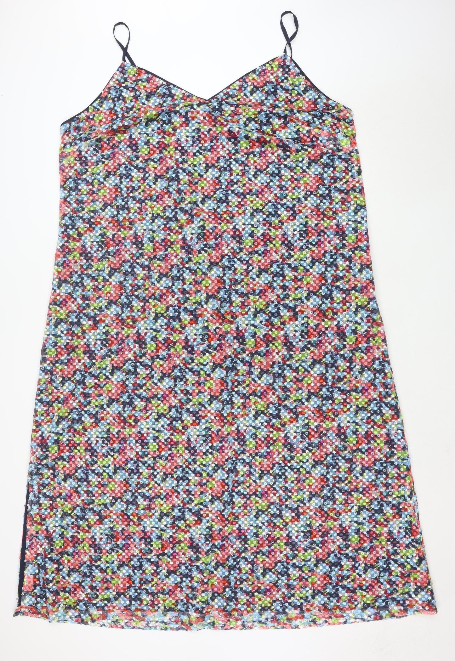 Marks and Spencer Women’s Multicoloured Floral Sequin Slip Dress Size 24