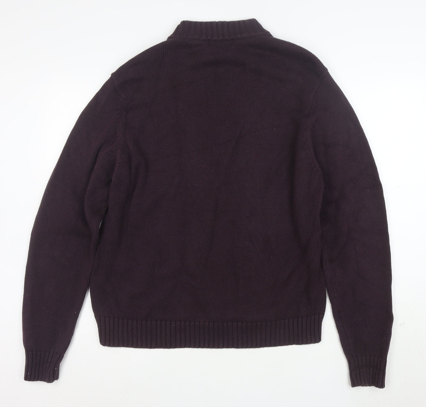 Marks and Spencer Men’s Purple Half Zip Cotton Knit Jumper Size L